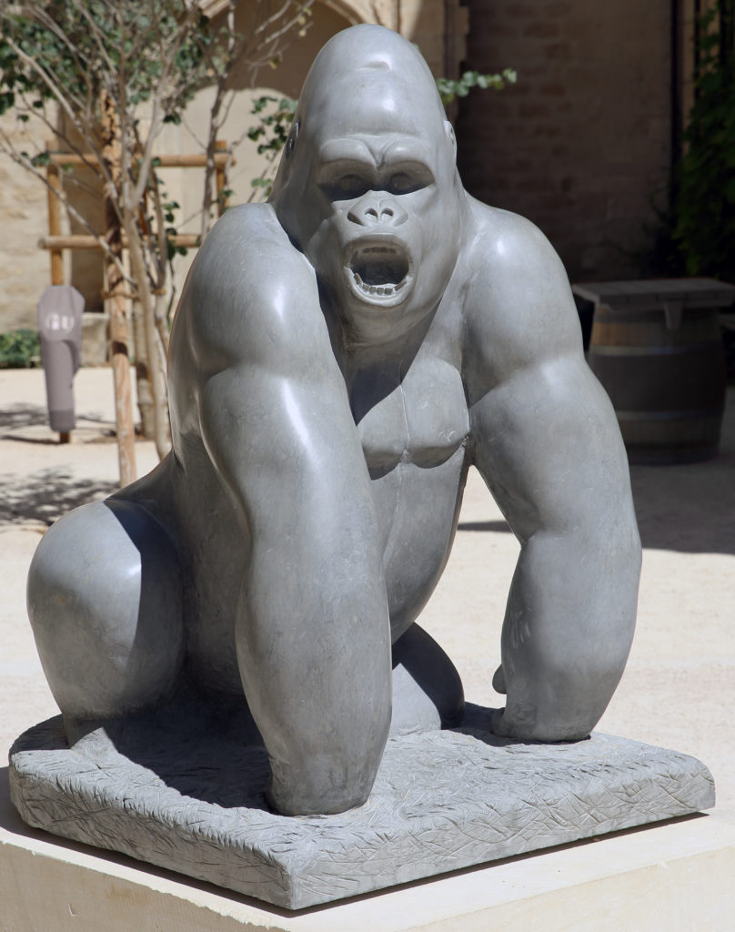 Coeur de primate - sculpture gorille dos argenté