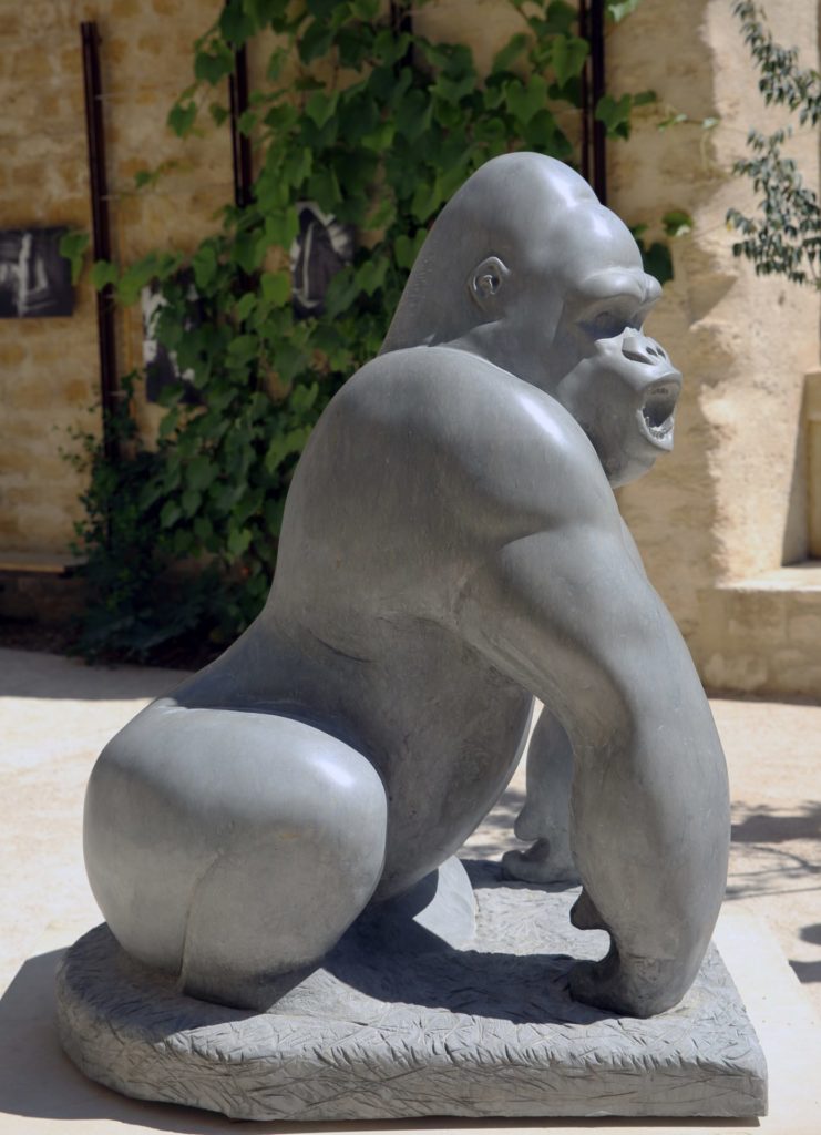 Coeur de primate - sculpture gorille dos argenté